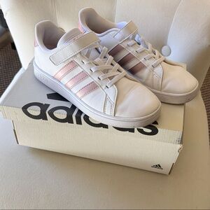 Adidas Kids Grand Court Sneakers - White and Rose Gold